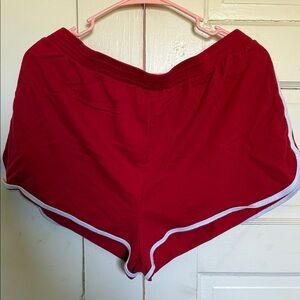 No Boundaries Red Athletic Shorts with White Trim